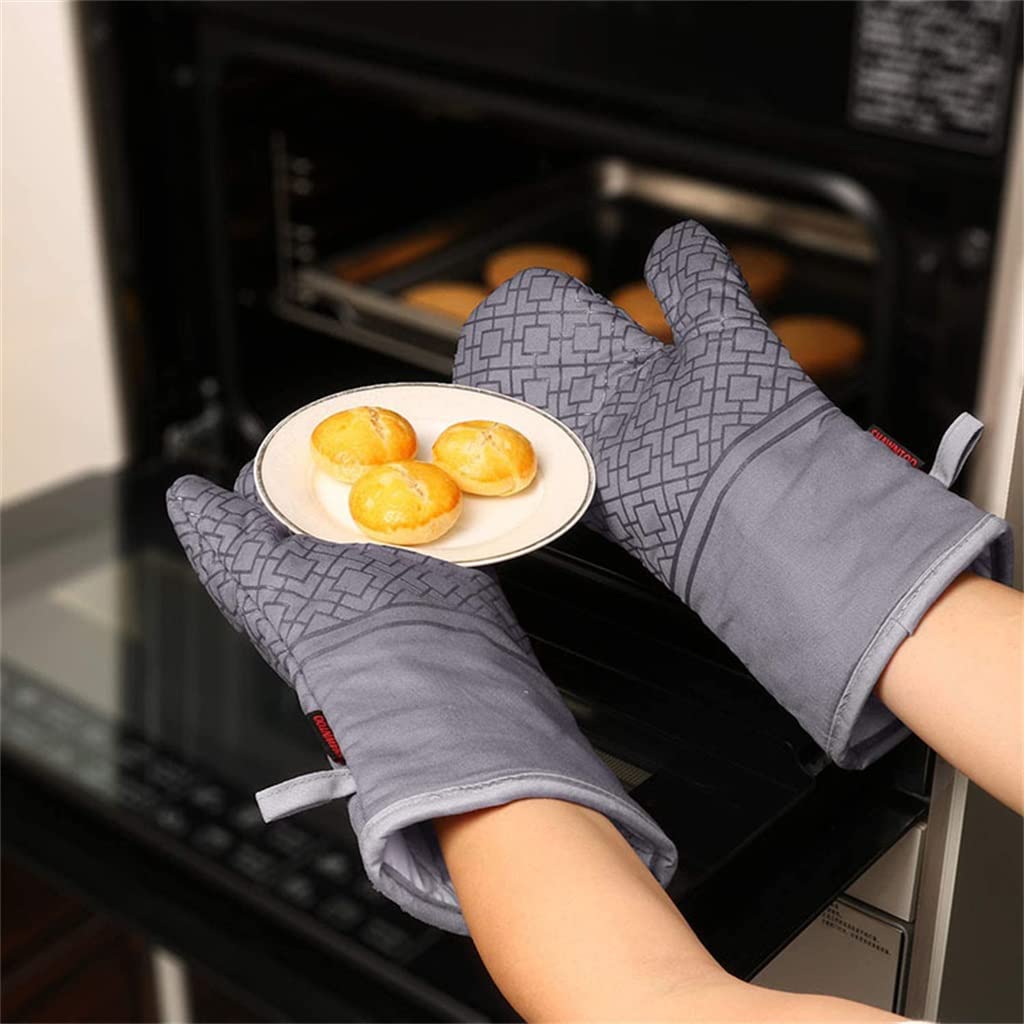 Guantes De Horno Resistentes Al Calor - 2 Pares (Rojo Y Verde) | Protección Para Cocinar Y Hornear | Aislamiento Térmico Y Antivapor