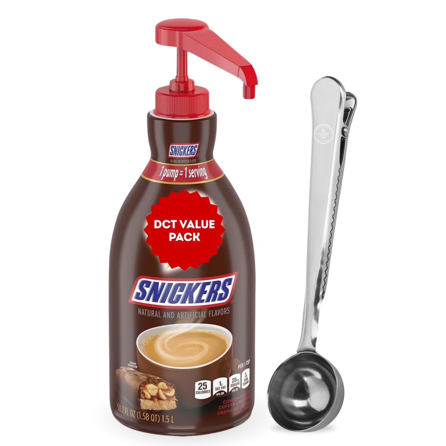 Coffee Creamer Liquid Concentrate, 50.7 Fl Oz Pump Bottle (300 Servings), Non-Dairy, No Refrigeration, Includes Direct Coffee Tea Est 2019 Barista Spoon with Clip