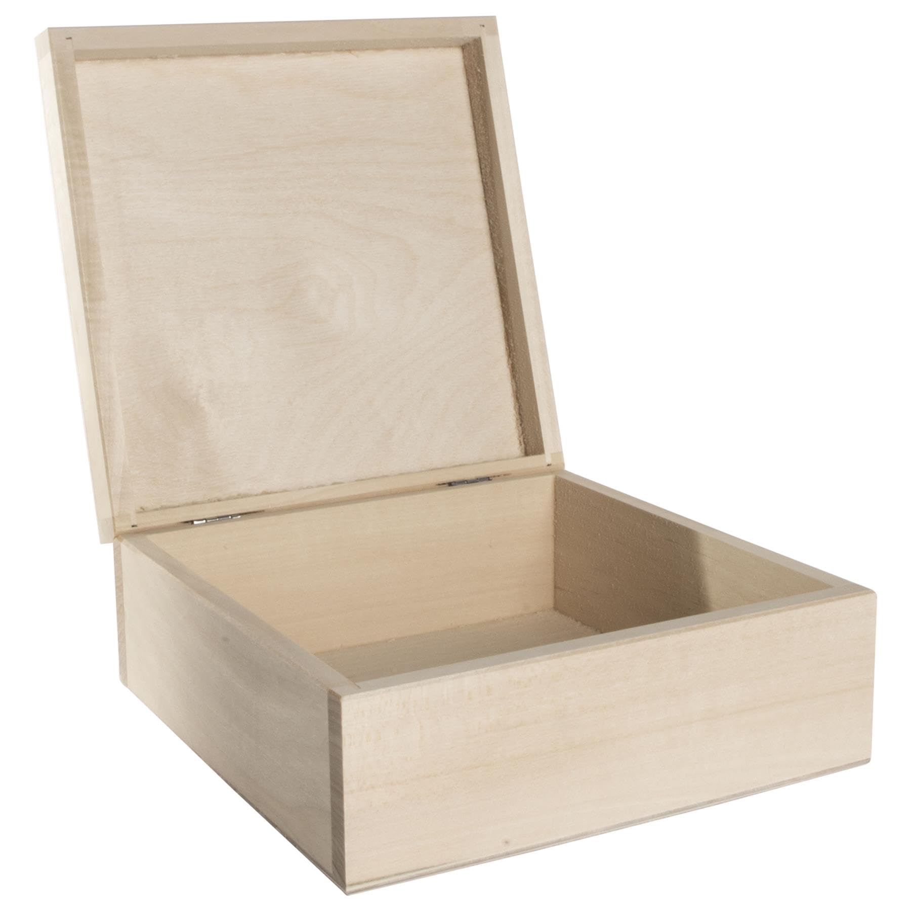 Woodeedoo Natural Unfinished Wooden Square Keepsake Storage Box – 19 X 19 X 8 Cm – Limewood Craft Box For Diy Projects Personalised Gifts Jewellery Trinkets Memory Keepsakes And Creative Decoration
