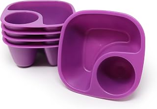 Rolling Sands Reusable Snack and Dip Bowls, 5 Pk, USA Made, Dishwasher and Microwave Safe, Personal Size, BPA-Free, Two Compartments to Hold Dips, Snacks and Treats, Purple