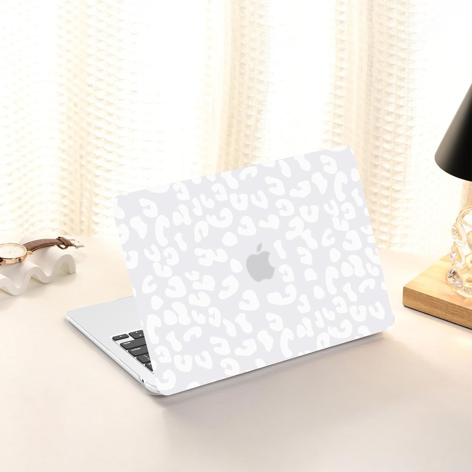 AKIT Compatible with MacBook Air 13 inch Case 2026 2025 2024-2022 M4 M3 M2 A3240 A3113 A2681, Unique Hard Shell Laptop Case+Screen Protector+Keyboard Cover for MacBook Air 13.6 inch, White Leopard - Image 7