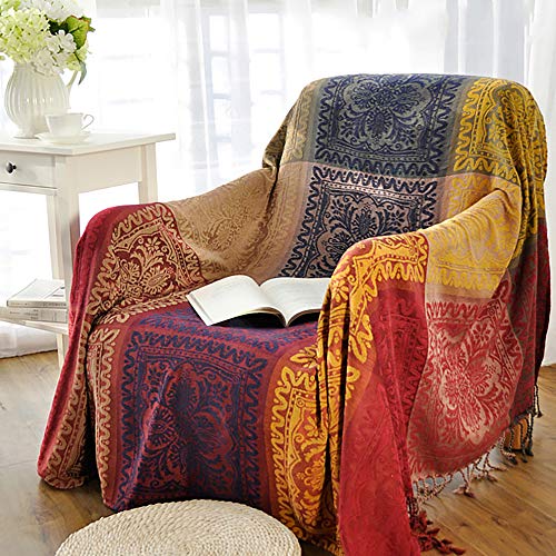 Surfmall Jeté de canapé Grand Artistique, Plaid canapé Grande Taille, Plaid de Fauteuil esthétique, jeté de lit Universel, Serviette de canapé Tissu Chenille 150x190 cm