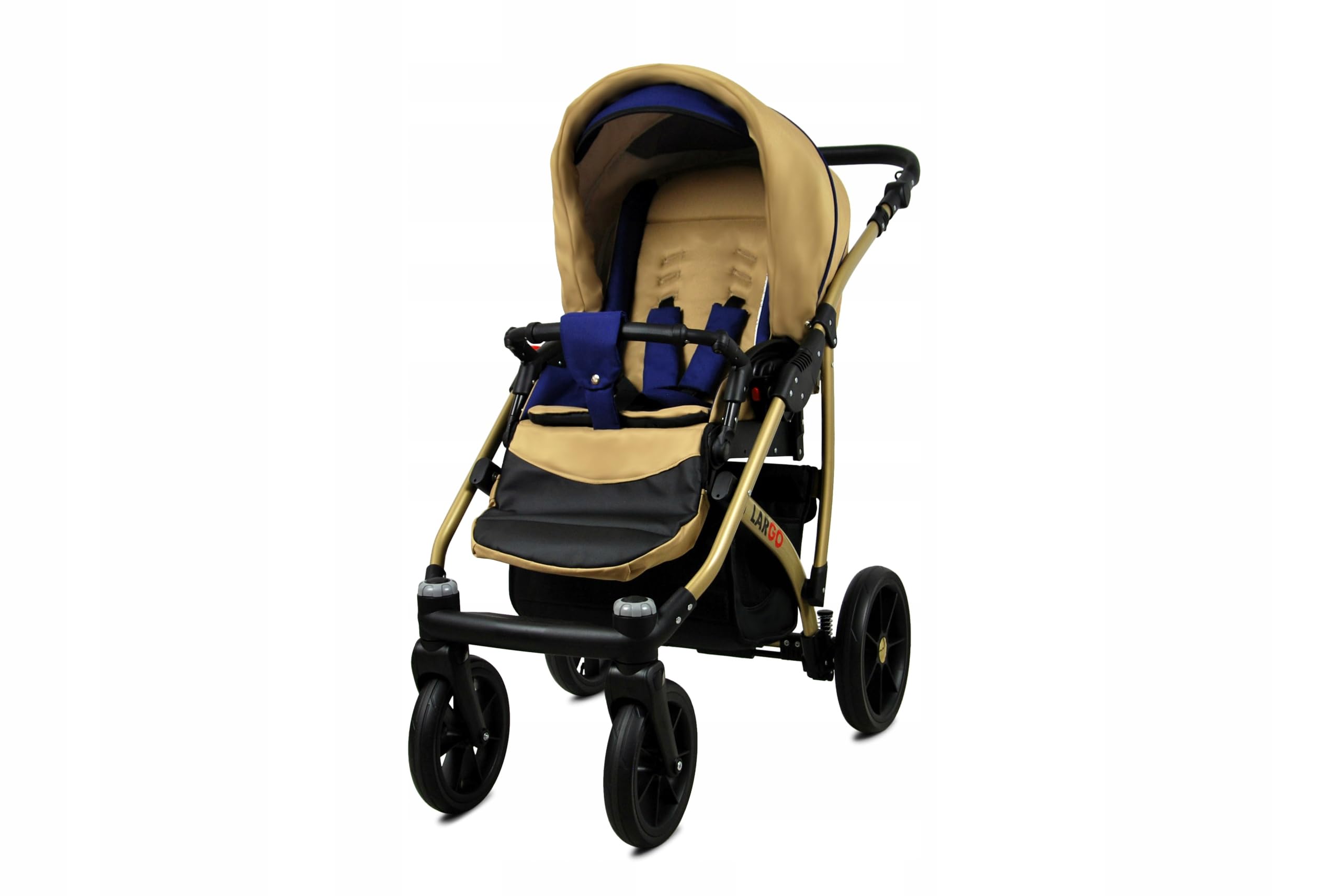 BabyLux Zestaw wózków dziecięcych 4 w 1 – Largo – w zestawie wanienka dla niemowląt, fotelik sportowy, fotelik samochodowy, stacja bazowa ISOFIX – fotelik samochodowy – zestaw wózków dziecięcych