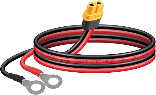 SinLoon XT60 - Cable de terminal de anillo tórico 12AWG 23.6 pulgadas XT60H hembra a junta tórica, cable conector para aviones RC, juguete, autos,