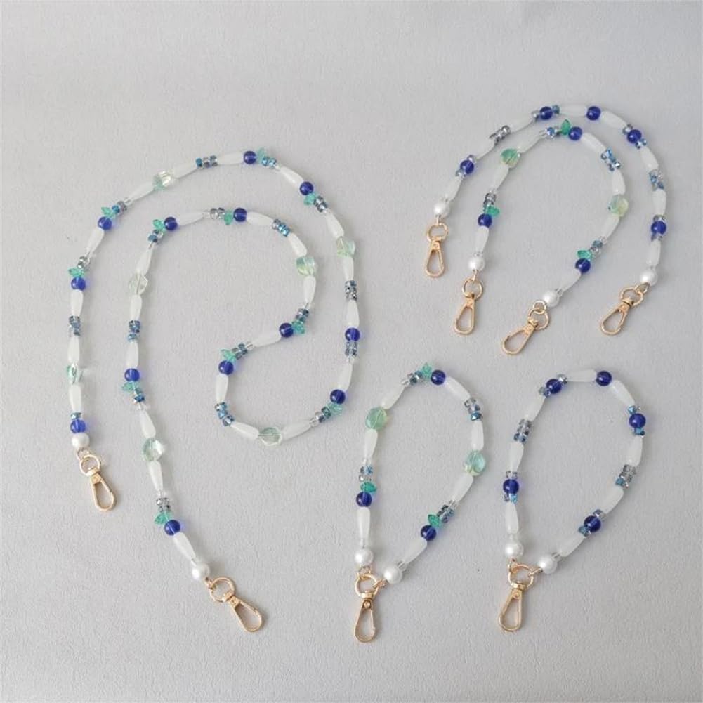 Women Blue Beaded Chains Cute Acrylic Strap Bag Shoulder Handle Chain image 3