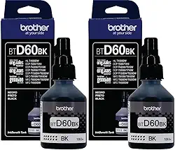 Pack 02 garrafas Refil de tinta Brother Btd60bk Preto