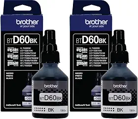 Pack 02 garrafas Refil de tinta Brother Btd60bk Preto