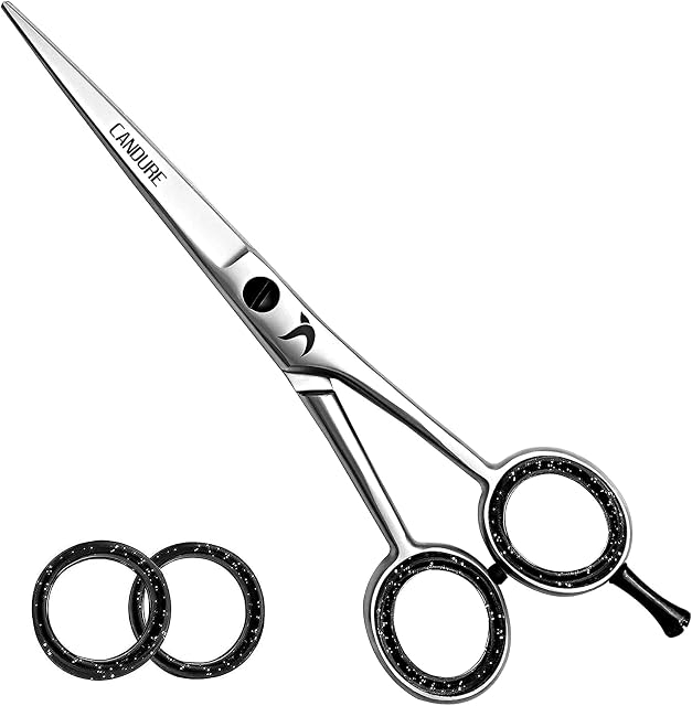 Candure Hairdressing Barber Hair Scissor for Professional Hairdressers Barbers Stainless Steel Hair Cutting Shears - For Salon Barbers, Men, Women, Children and Adults