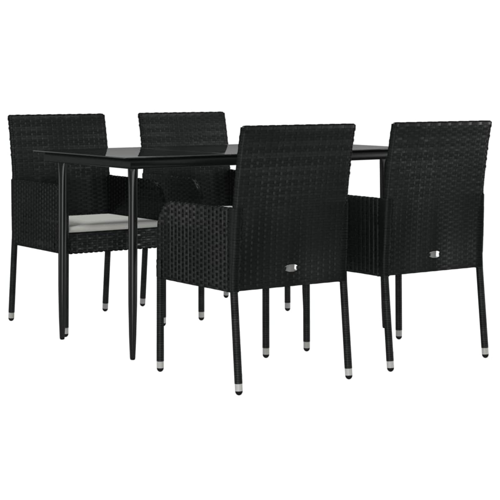3185145 Set da Pranzo da Giardino 5 pz Nero con Cuscini in Polyrattan Testata in Legno,Testata Letto Matrimoniale Muebles Dormitorio Spalliera Letto Testiere per Letto Matrimoniale