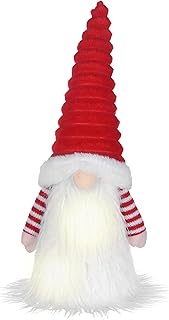 Valery Madelyn Christmas Tree Topper Decorations,Nodic Gnome with 17 inch Red and White Santa Tree Top Star, with 3 Warm LED Lights, Timer Battery Box (Batteries Not Included),Perfect for gift