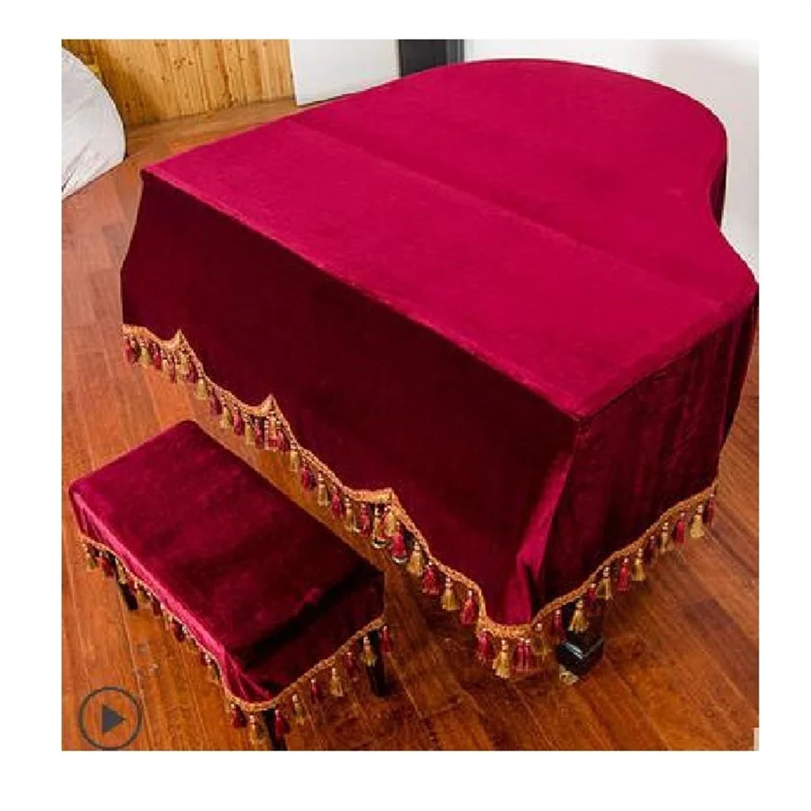 Copertura Per Pianoforte A Coda Copertura for pianoforte a coda in velluto spesso 250D, copertura completa, decorazione lavabile for la casa, bellissima custodia for(Mahogany,Pianocover 2st cover)