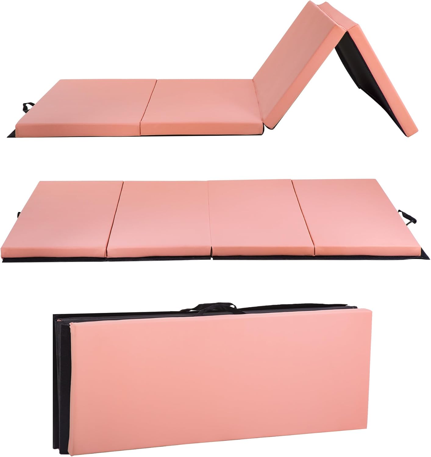 PayLessHere Gymnastics Mat - Folding Gymnastic Mat for Tumbling, Stretching, Yoga & Arts - Thick PU Leather - Indoor/Outdoor