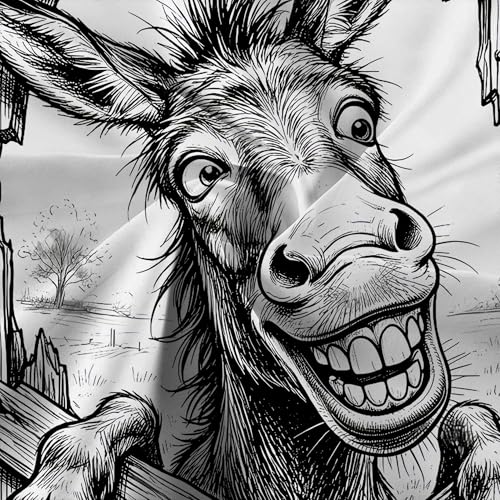 Image of Boziqr Funny Donkey Shower Curtain, Fun Black White Donkey Shower Curtains for Bathroom Peeking Funny Cute Animal Rustic Farmhouse Bath Curtain Decor, 69 X 75 Inch