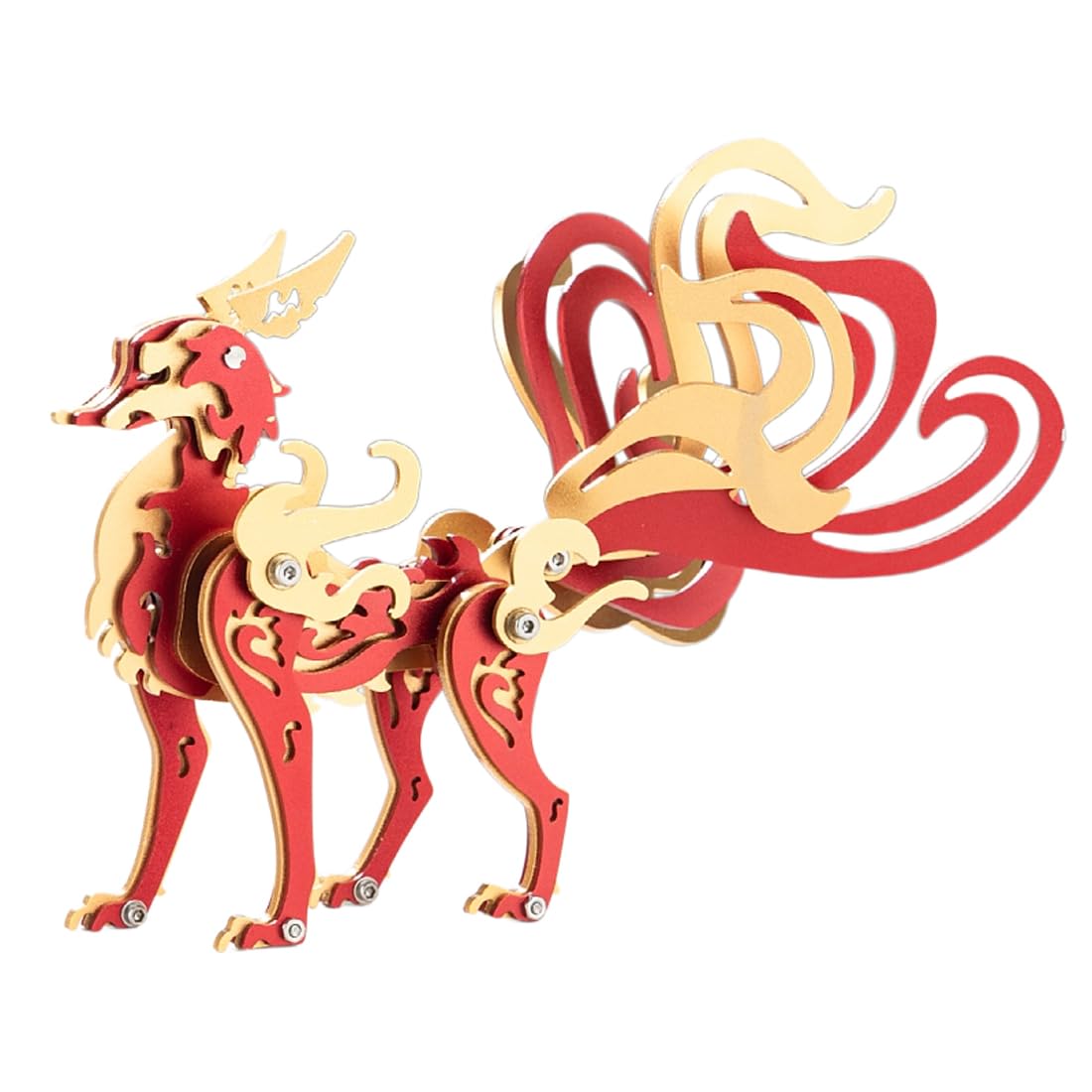 3D Metal Puzzle Mythical Beasts Model Kit, 85PCS 3D Assembly Mechanical Nine-Tailed Fox Building Kit, Unique Desk Creative Art Decorations Gift for Adults