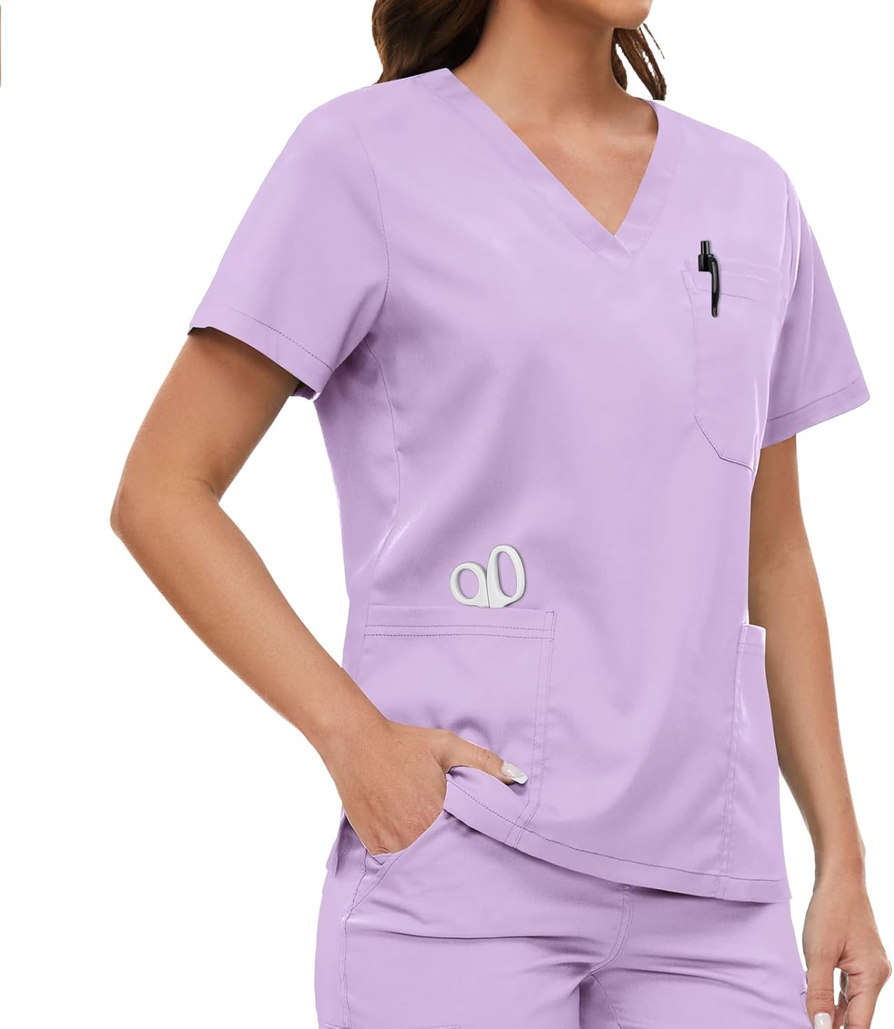VIAOLI Scrubs for Women Set V-Neck Top and 8 Pocket Jogger Scrub Pant - Medical Uniform Nursing Scrub Set - Image 3