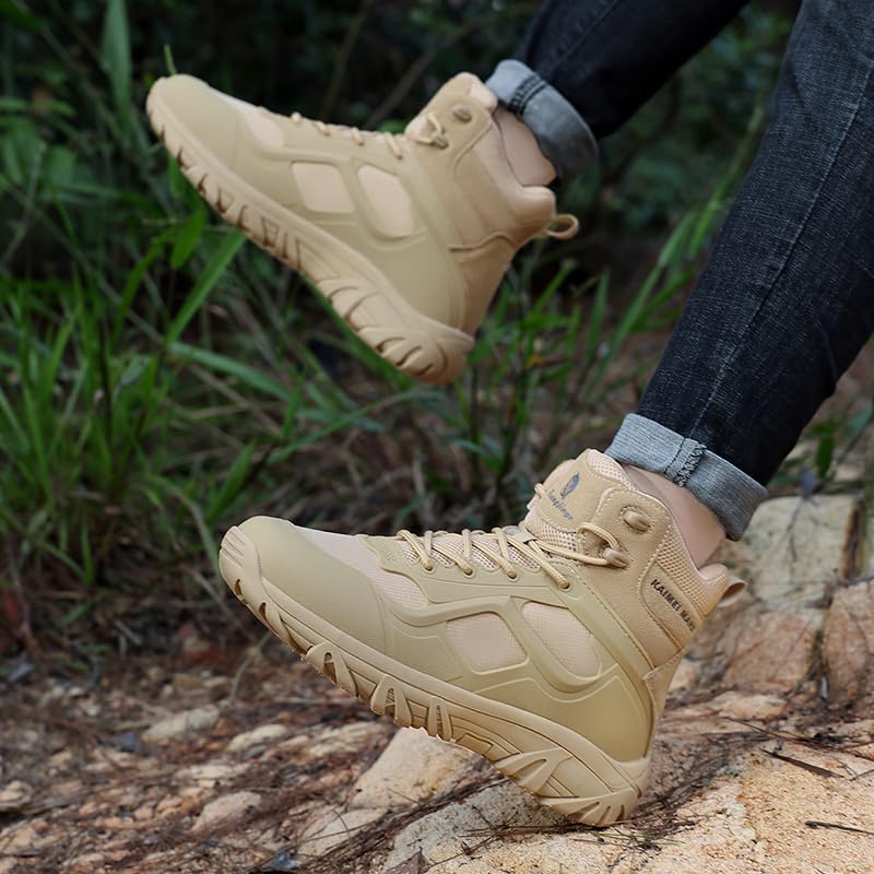 New Men Quality Brand Leather Boots Tactical Desert Combat Boots Men's Outdoor Hiking Shoes Work Safty Ankle Boot