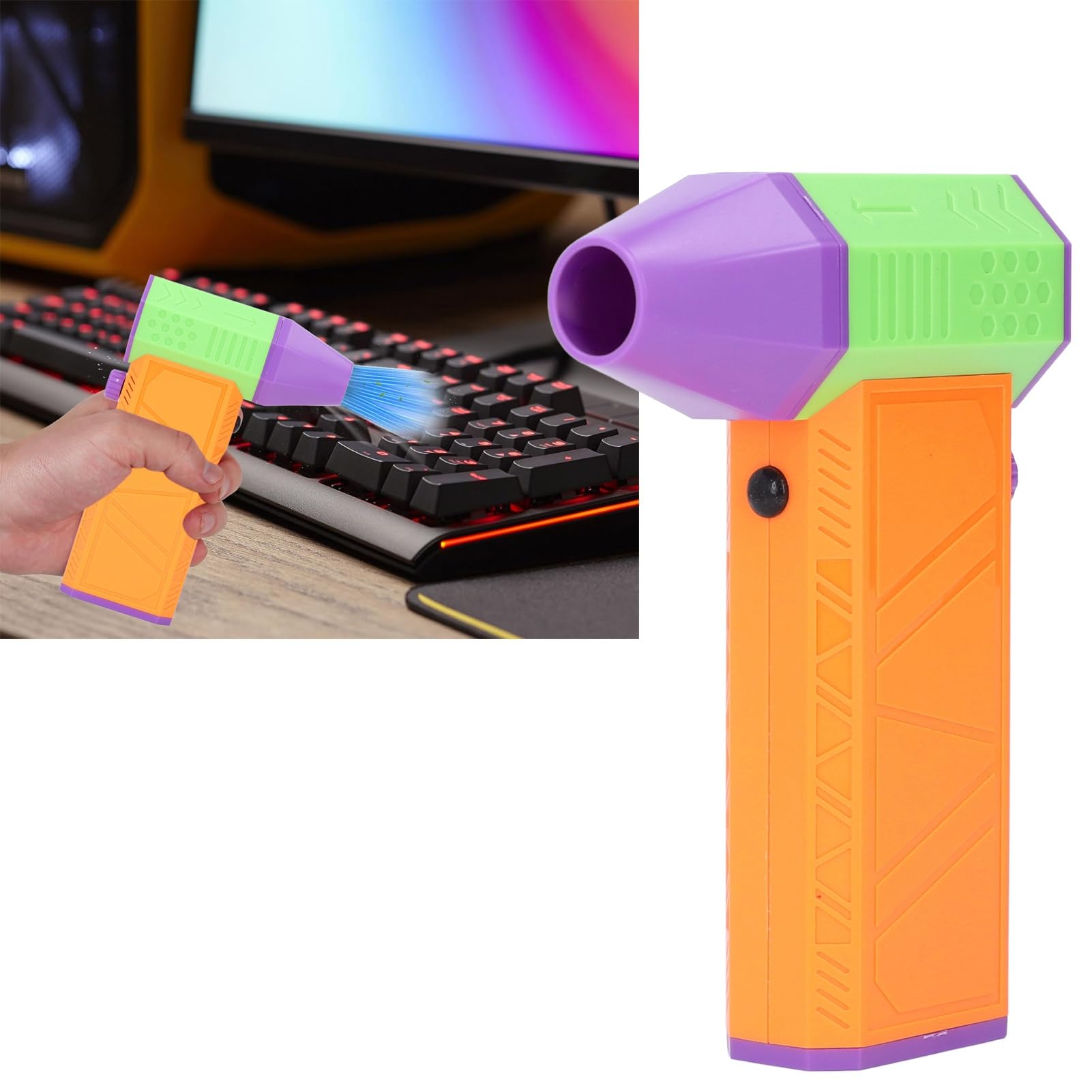Generic Aeratore Elettrico Ricaricabile con Ventilatore a Getto 130000 Giri/min con Ugello Lungo per la Pulizia delle Finestre del Divano per di Animali Domestici Design Leggero