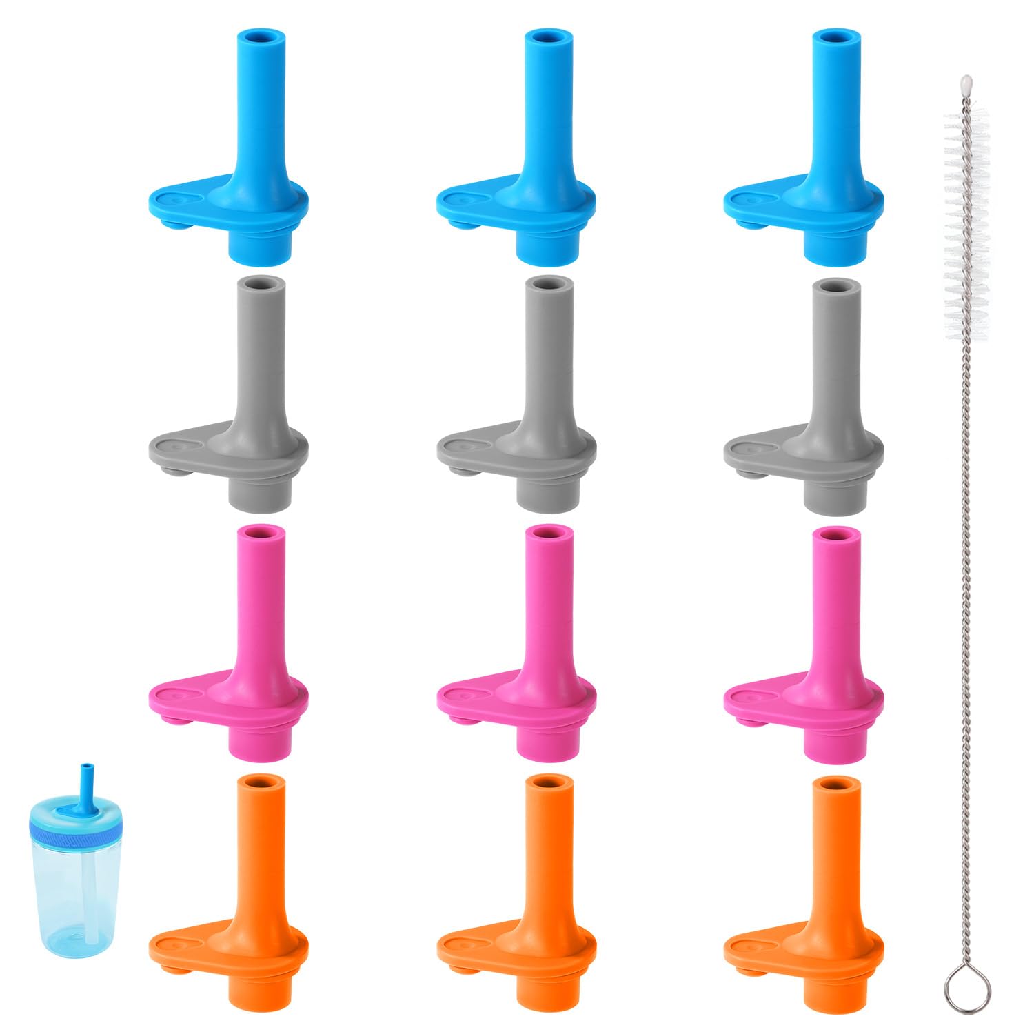 Goktvai 12pcs Replacement Bite Valve for Zak, Silicone BPA-Free Mouthpiece with Cleaning Brush Reusable & Leak-Proof Straw Cup Lid Accessories Parts Compatible with Zak Designs Kelso 15oz (4 Colors)