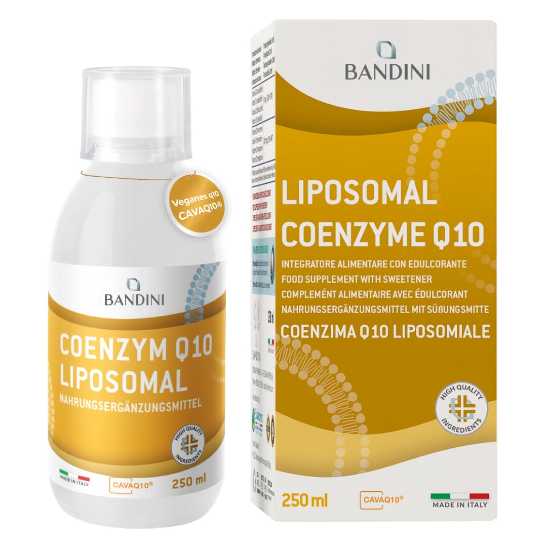 Bandini® Liposomales flüssiges Coenzym Q10 200 mg | 250 ml Co Q10 - CAVAQ10® bioaktiv, natürlich, hoch bioverfügbar | Hochwertiges veganes Ubichinon aus pflanzlicher Fermentation