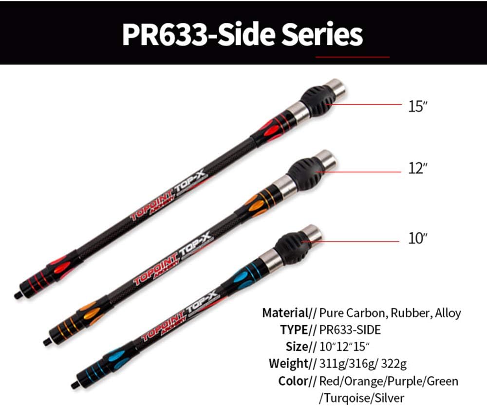 Archery Side-Bar10/12/15" in Double Color Compound Bow 3kPure Carbon Fiber Stabilizer for Bow Shooting Balance Rod Extender Side Bar Recurve