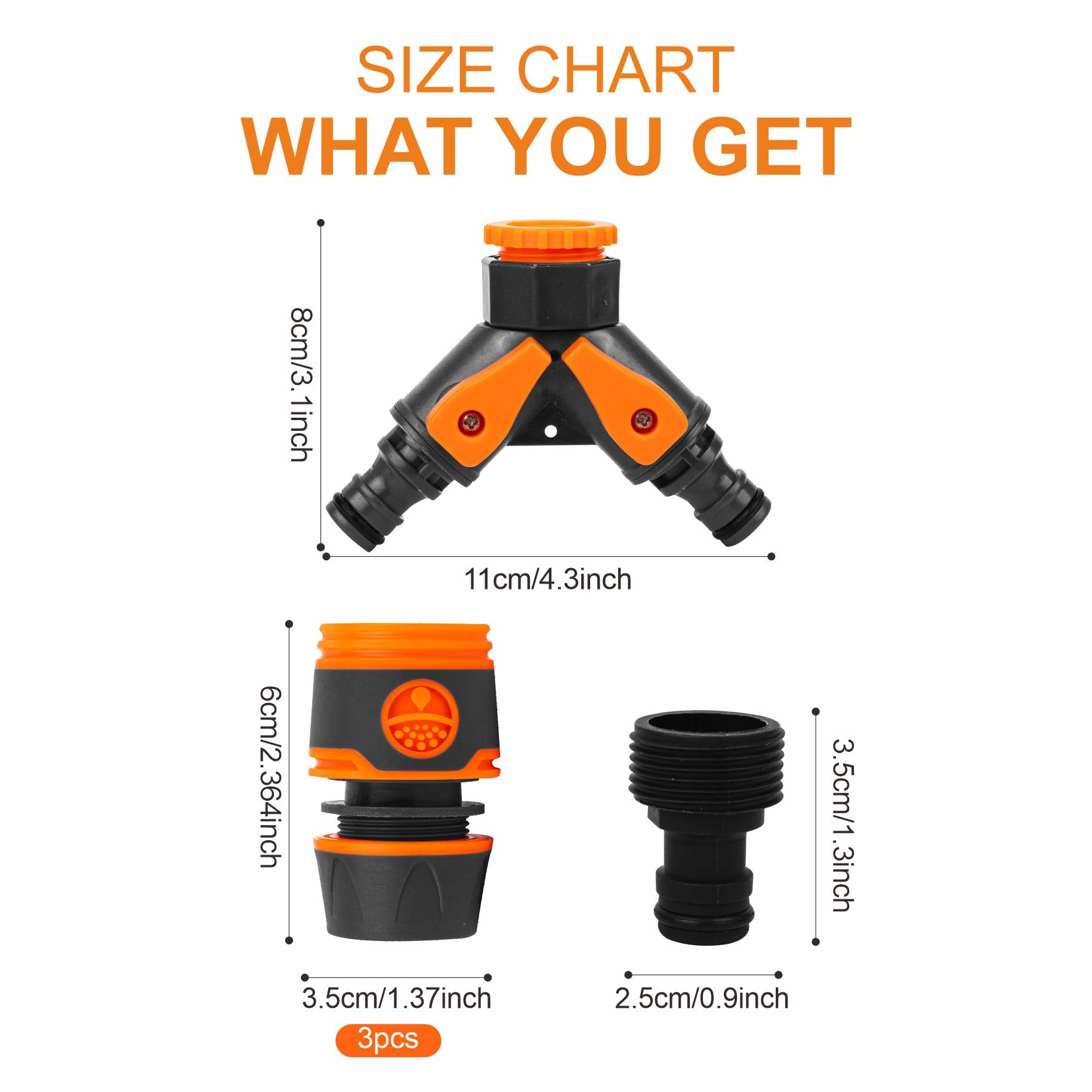 Dual Hose Connector 2-Way Garden Hose Diverter Y-Valve Hose Connector Independent On/Off with Dual Y-Valve Faucet Diverter - Image 2