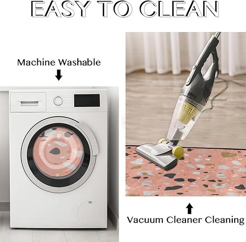 Miniatura 4 de Tapete de cocina acolchado con patrón de superficie texturizada de mármol, antifatiga, juego de 2 piezas, duradero, resistente a las manchas, parte