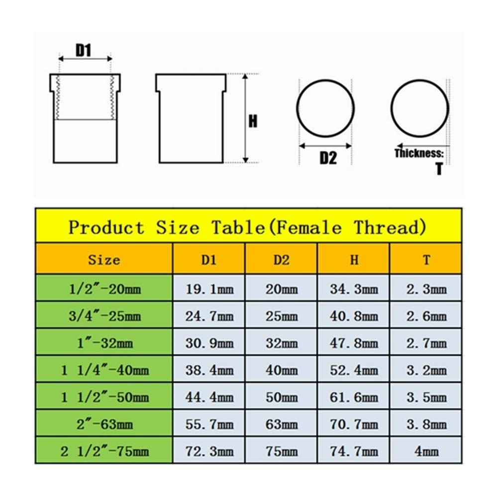 Strumenti di riparazione di tubi 10pcs 50-75mm 1.5-2.5 pollici A femmina/filettatura maschio PVC connettore Giardino Irrigazione tubo di acqua Connettori Acquario Fish Tank giunti for tubi (Color :