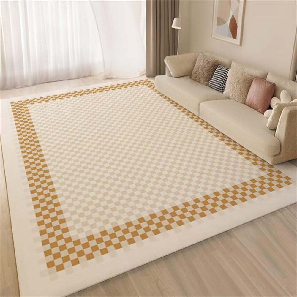 Teppich Jugendzimmer Teppich Orientalisch grau-gelber Kunstdesigner-Teppich gelb mit lichtechtem und verschleißfestem Teppich XXL 60X120CM