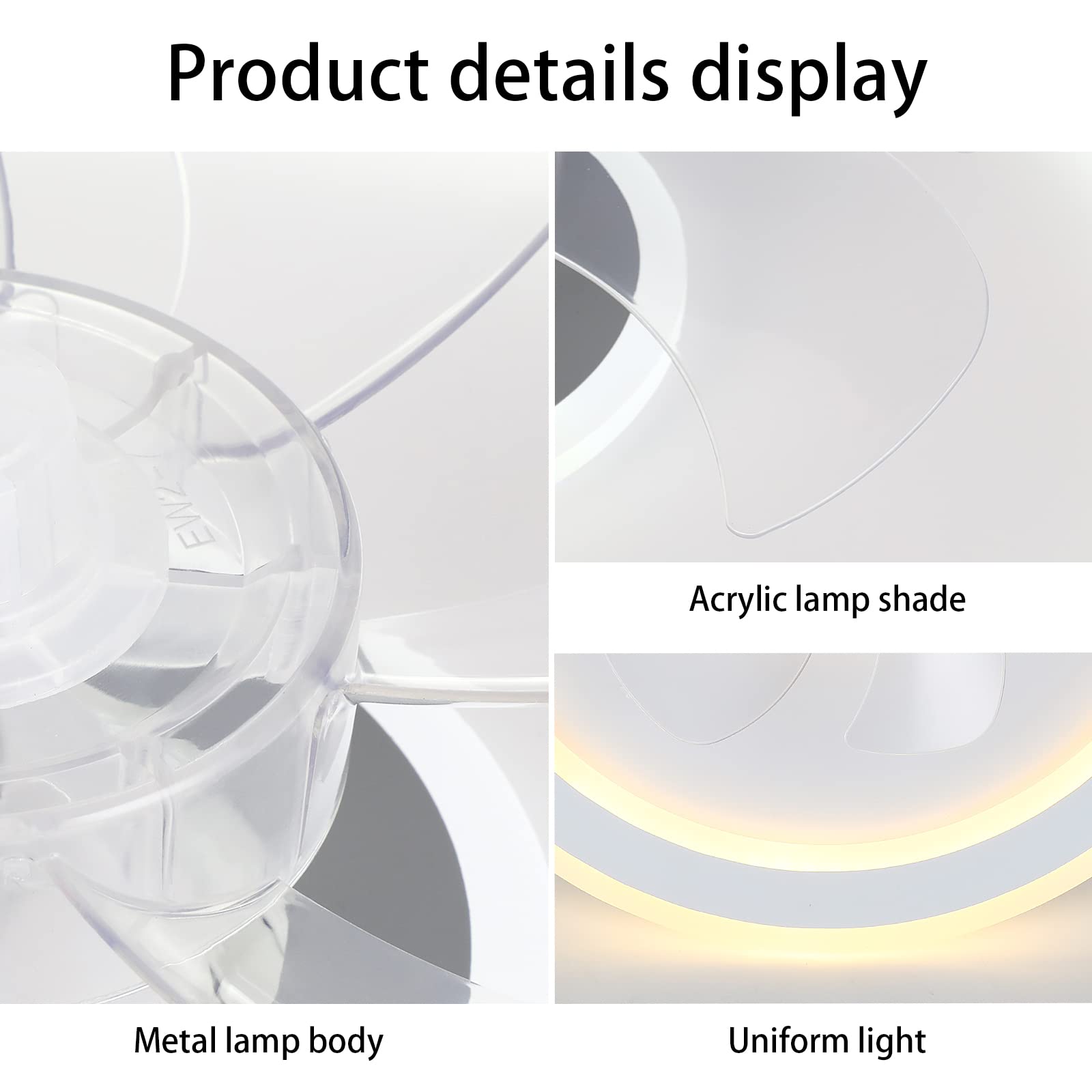 JDONG Deckenventilator mit Beleuchtung und Fernbedienung 54W LED Leise Deckenleuchte Ventilator Mit Dimmbar Timer Einstellbare Windgeschwindigkeit für Wohnzimmer Esszimmer Schlafzimmer 47CM…