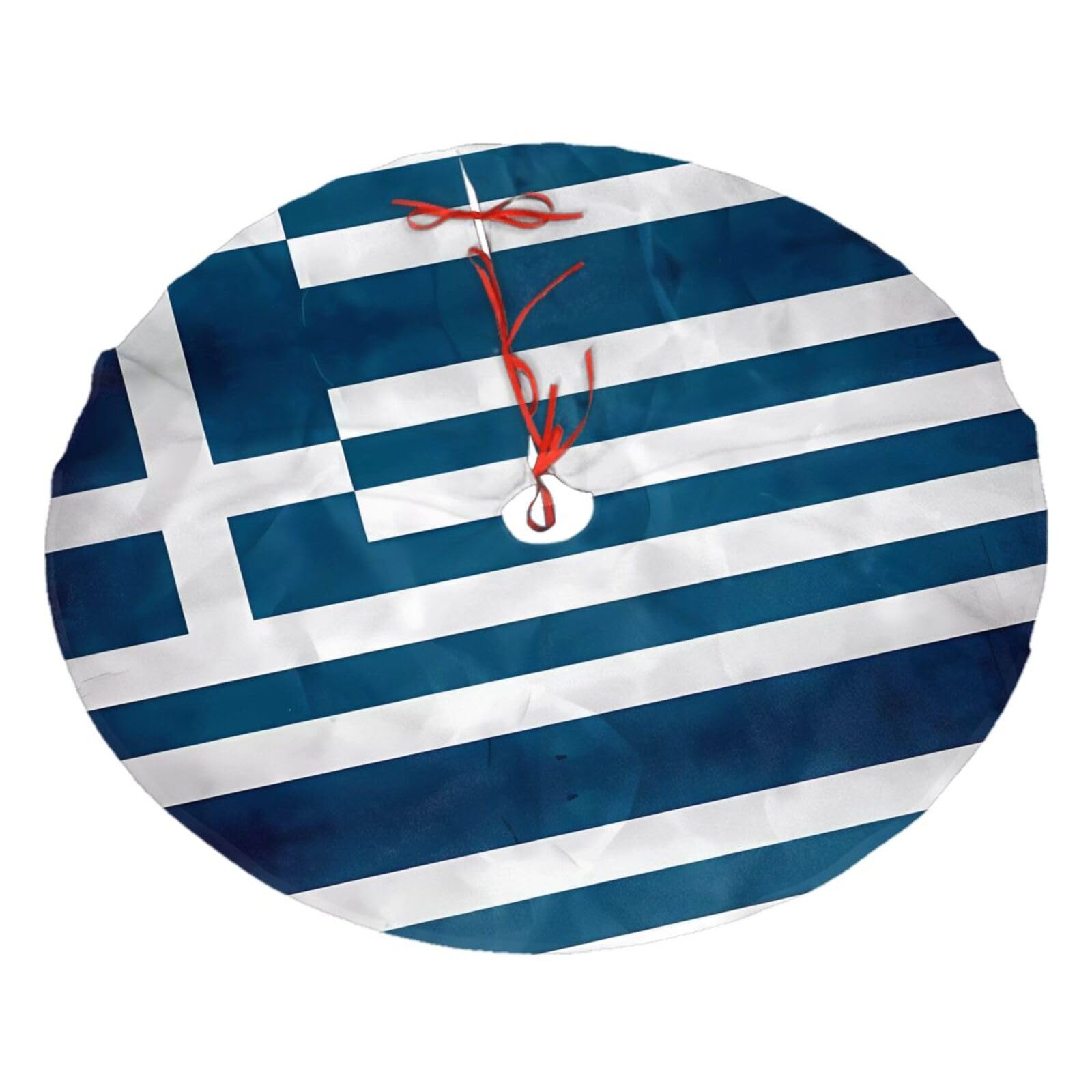 Greek Flag Printed Christmas Tree Skirt Christmas Plush Tree Skirt 36 inches (about91 cm) ChristmasIndoor and Outdoor