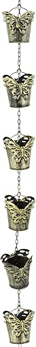 Miniatura 2 de Arcadia Garden Products RC02 - Cadena de lluvia con cubo de mariposa, color amarillo antiguo
