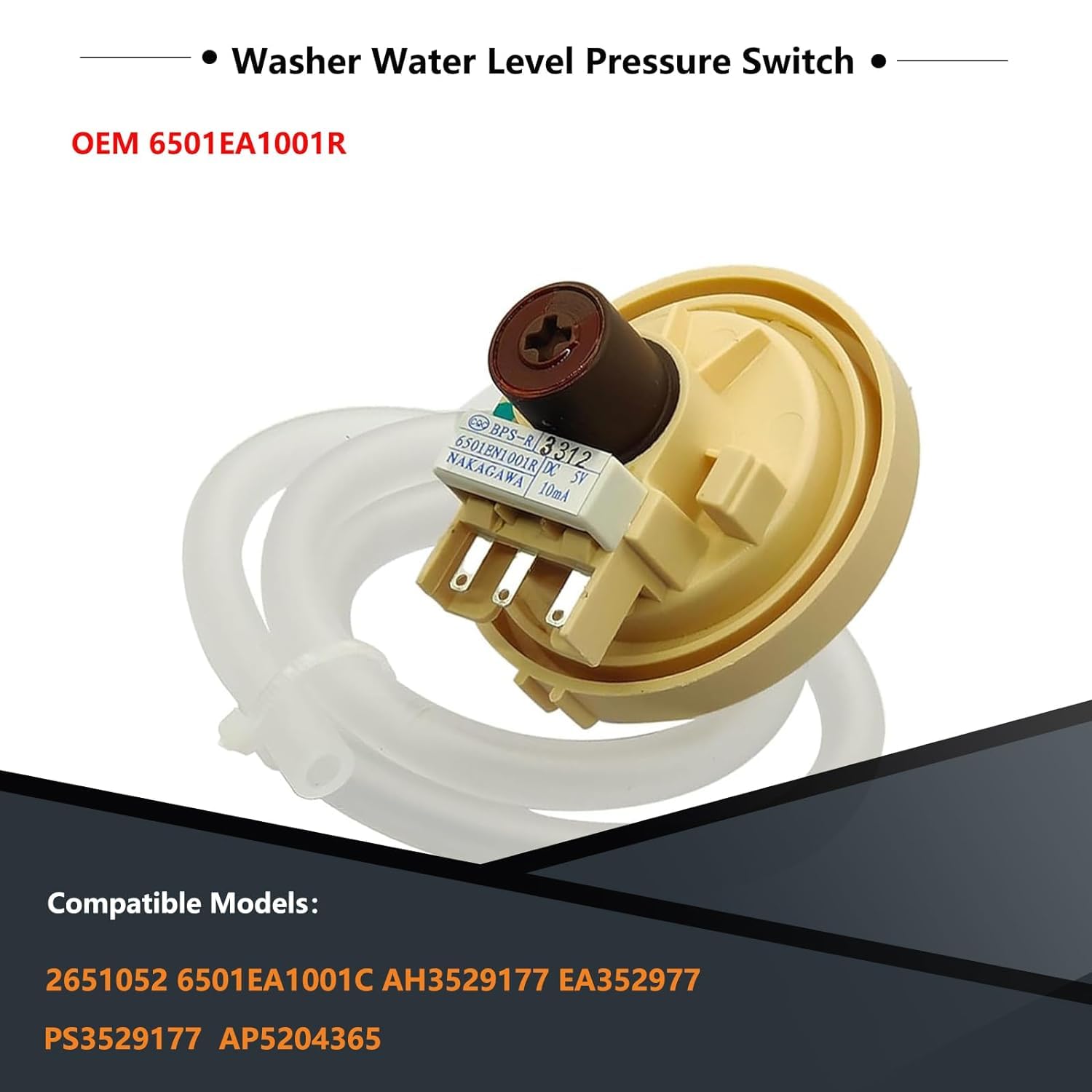 Washer Sensor Switch Assembly 6501EA1001R EBR78940615 T1309ADFH T1309ADFN 6501EA1001C 6501EA1001R for LG Washing Machine Water Level Pressure Switch AP5204365 Dryer Sensor Switch 6501EA1001R OEM