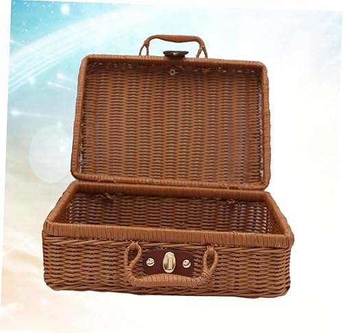 Miniatura 6 de NUOBESTY Organizador de maquillaje tejido, soporte portátil para cosméticos con múltiples compartimentos para cepillos faciales, caja de