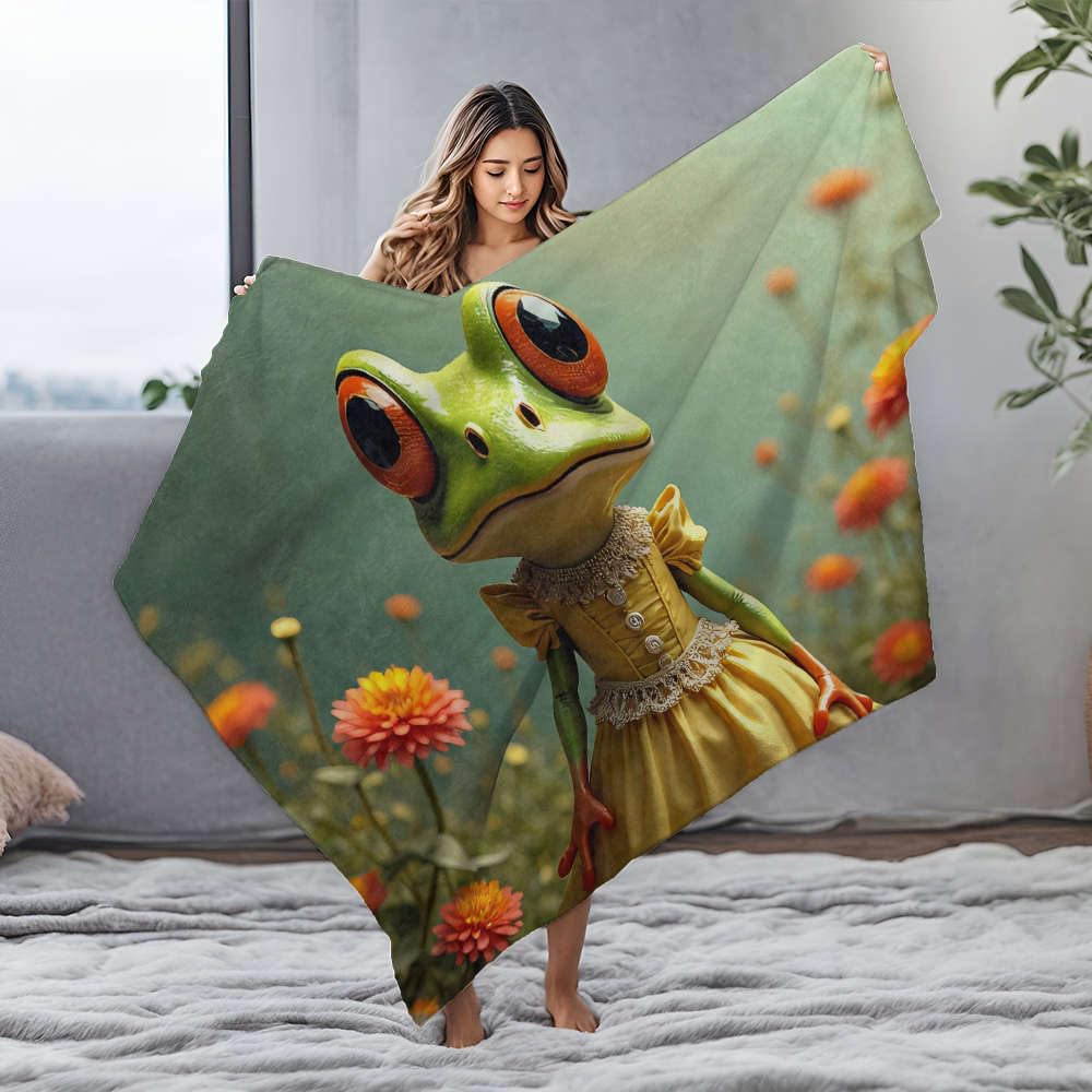Grande couverture flanelle grenouille blanche : le cadeau idéal 150x200 cm pour un lit Queen Size