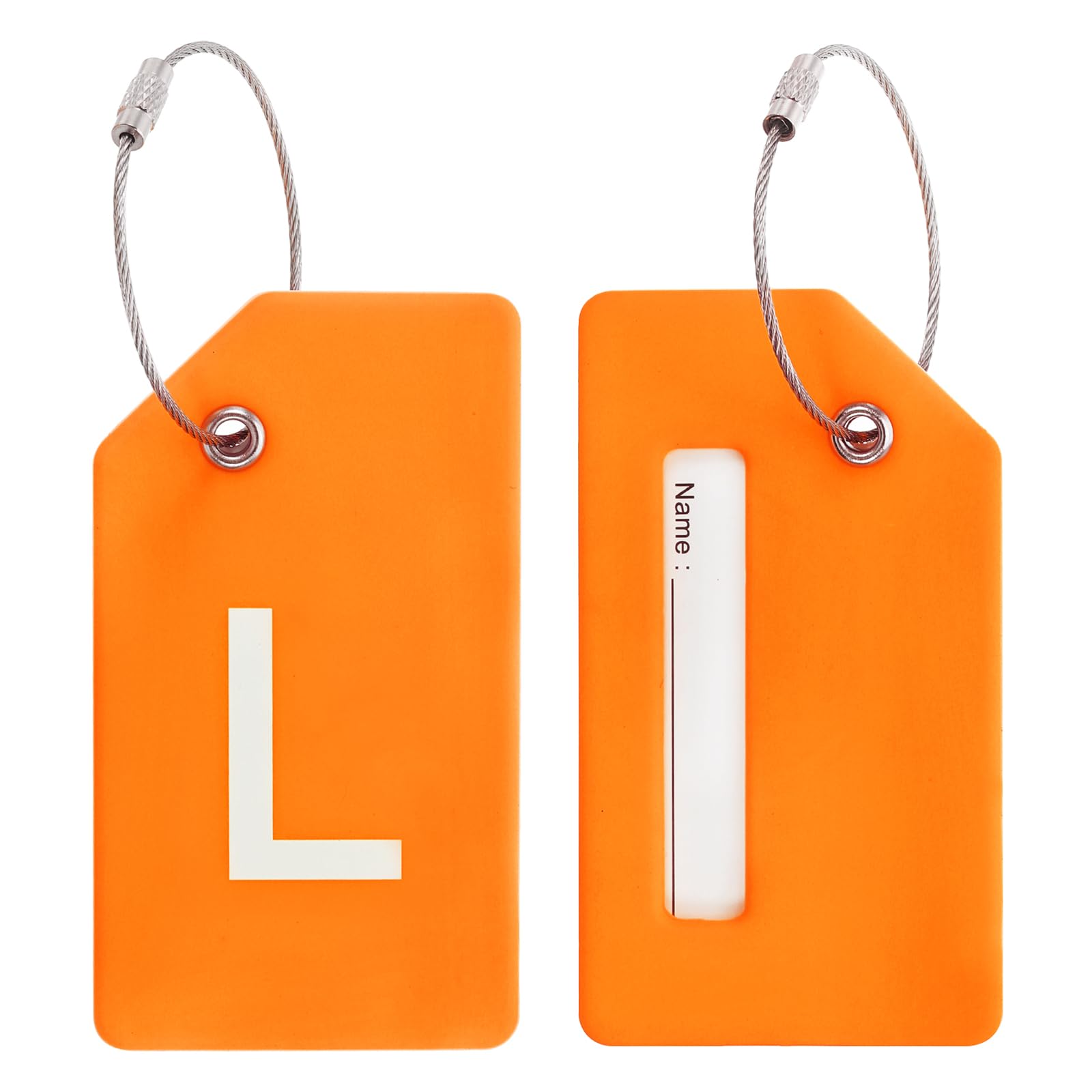 PATIKIL Etichette Per Bagagli Iniziali – 8 Pezzi In Silicone Con Porta Carta E Anello Acciaio, Lettera D, Verde - 4