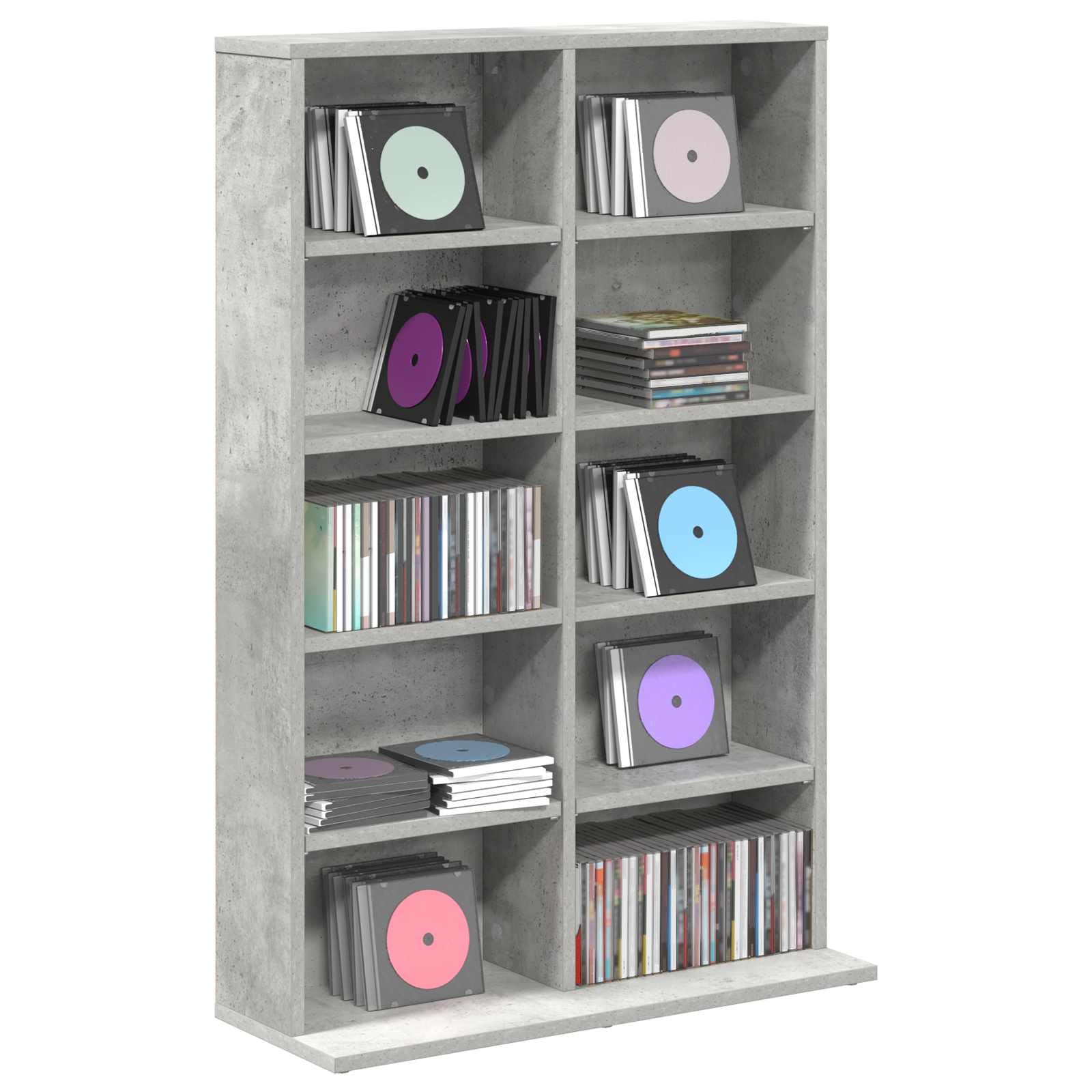 Mueble para CD gris cemento 65 x 23,5 x 97,5 cm de madera ingenierizada