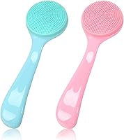 Vista 1 de Silicone Manual Facial Cleansing Brush, NADUSEP 2 Pack Skin Friendly Soft Bristles Waterproof Face Scrubber Exfoliating Brush for Blackheads