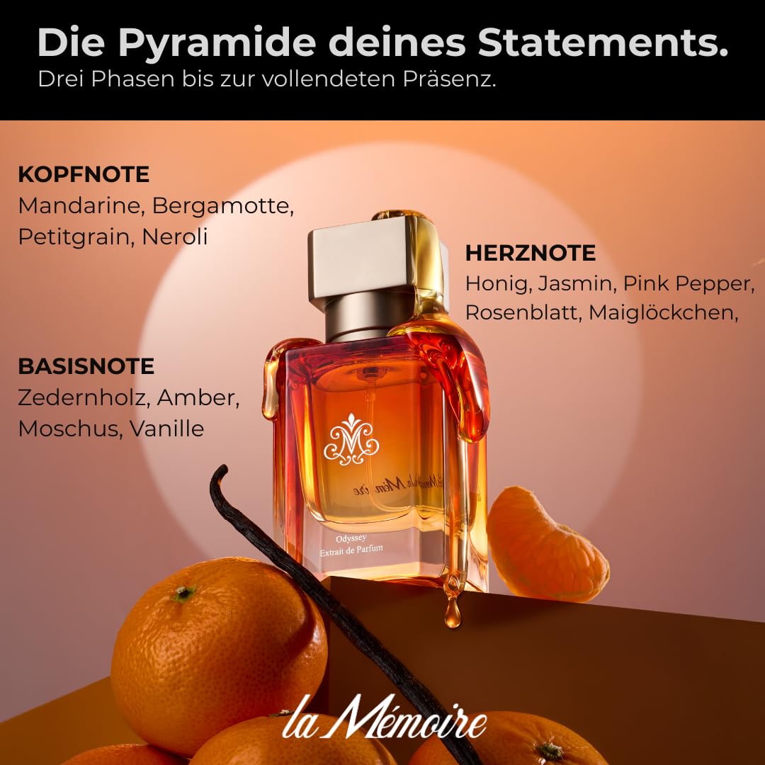 Odyssey Extrait de Parfum Herren - Langanhaltend, Intensiv, Hochwertige Box in Lederoptik - Qualitative Duftöle - Parfum Geschenk für Männer - Parfüm Herren Made in Germany - 50ML