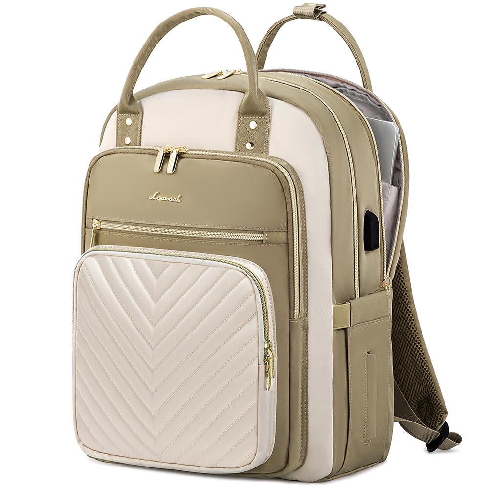 LOVEVOOK Laptop Backpack for Women, Water Resistant Travel Work Backpacks Purse Stylish Business Teacher Nurse Computer Bag with USB Charging Port