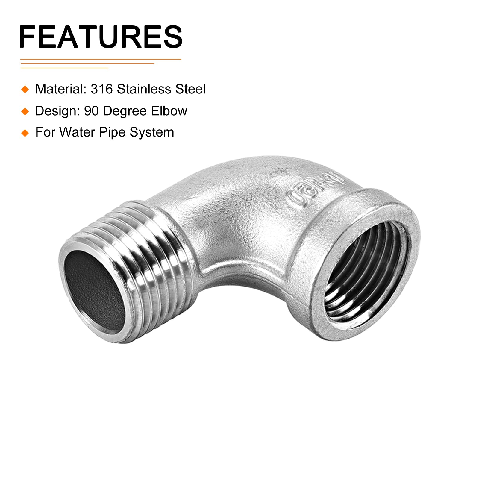 DTGN 1/2BSPT x 1/2BSPT(Female x Male) 90 Degree Pipe Fitting, Good for Water Pipe System, 3Pack - Image 3