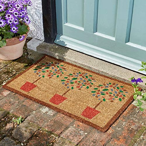 Marco Paul Decorative Decoir Non Slip Doormat Entry Hallway Natural Coir Indoor Outdoor Welcome Door Mat Easy Clean Novelty Natural Mat PVC Backing Indoor Outdoor (Bay Trees 75x45cm)