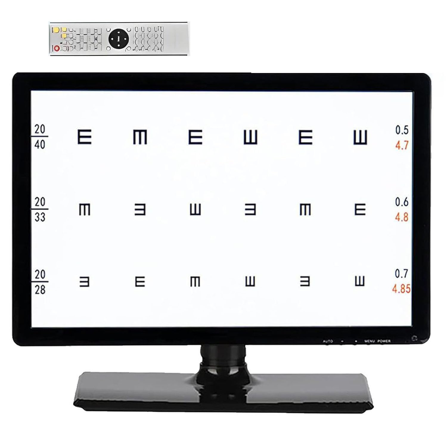 Digitale Sehtafel (18,5"/21,5"/23"), elektronisches optisches Sehgerät mit LCD-Bildschirm und Fernbedienung, Test mehrerer Sehziele, einstellbarer Abstand von 1–6m für Augenuntersuchungen(18.5in)