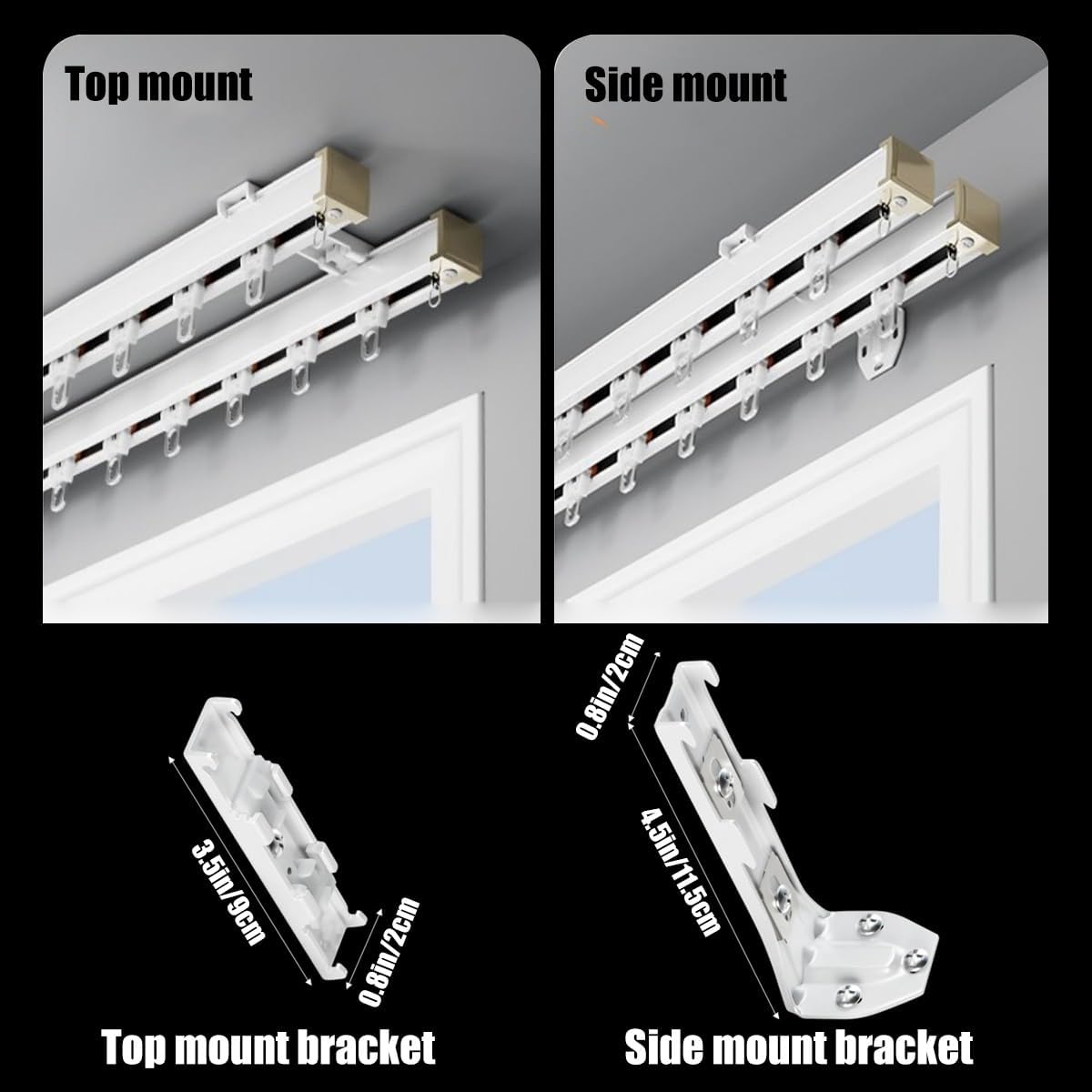 Aluminum Curtain Rail Track, Slide-Down Roman Rod Curtain Track, Wall Mounted Double Curtain Rod for Living Room/Bedroom/Shower/Rv