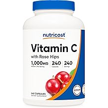 Nutricost Vitamin C with Rose HIPS 1025mg, 240 Capsules - Vitamin C 1,000mg, Rose HIPS 25mg, Premium, Non-GMO, Gluten Free Supplement