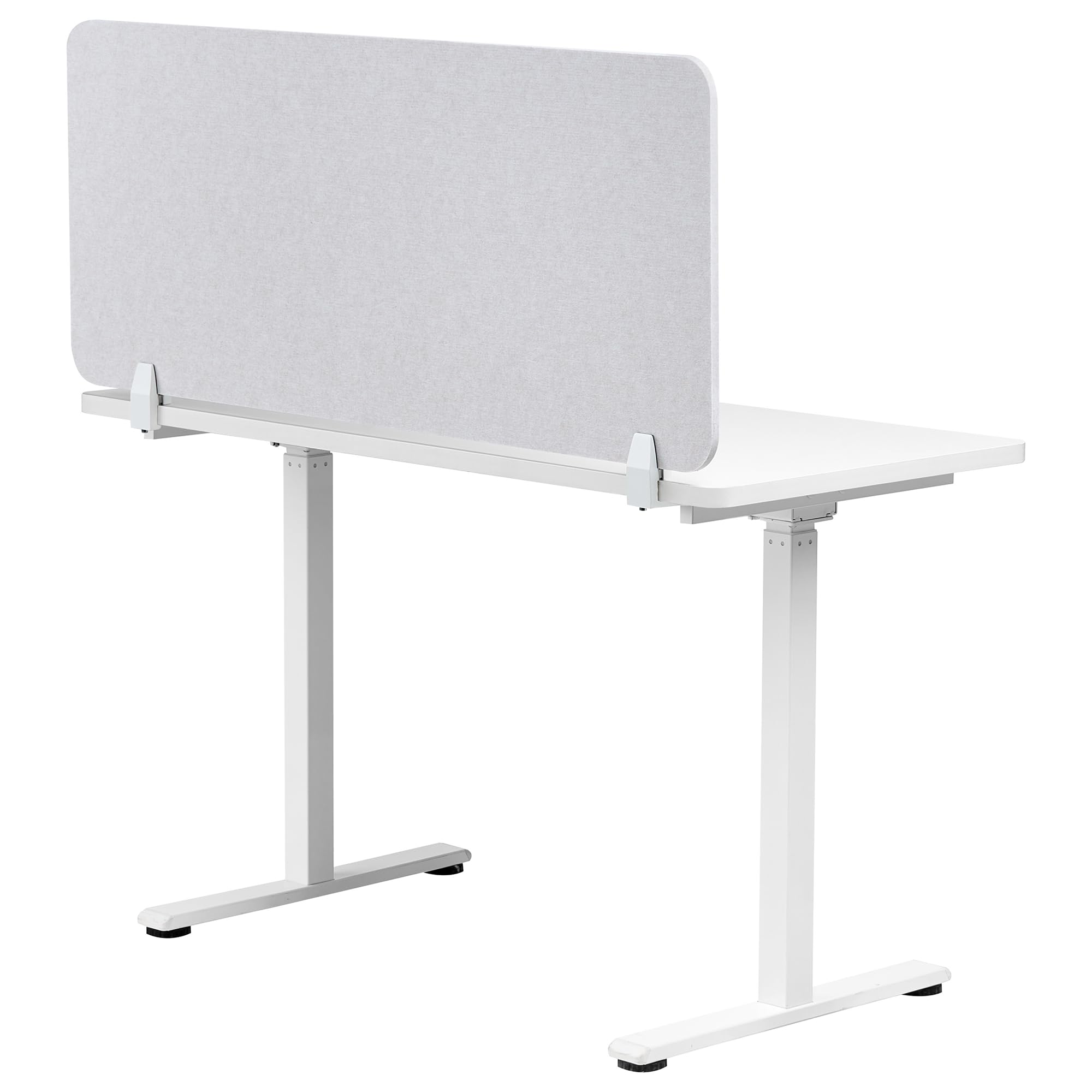 Beliani Divisorio da scrivania Pet Pannello Acustico Tessuto fonoassorbente 120 x 50 cm Bianco Sporco