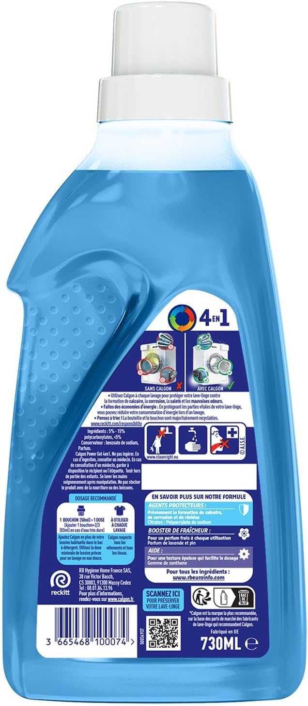 Calgon 3-in-1 Washing Machine Water Softener Gel, 2 x 750 ml (1.5 Litre)