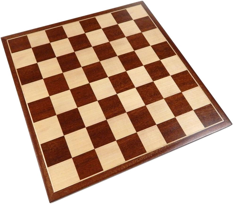 Erebus Chess Board with Inlaid Mahogany Wood, Medium 13 x 13 Inch, Board Only