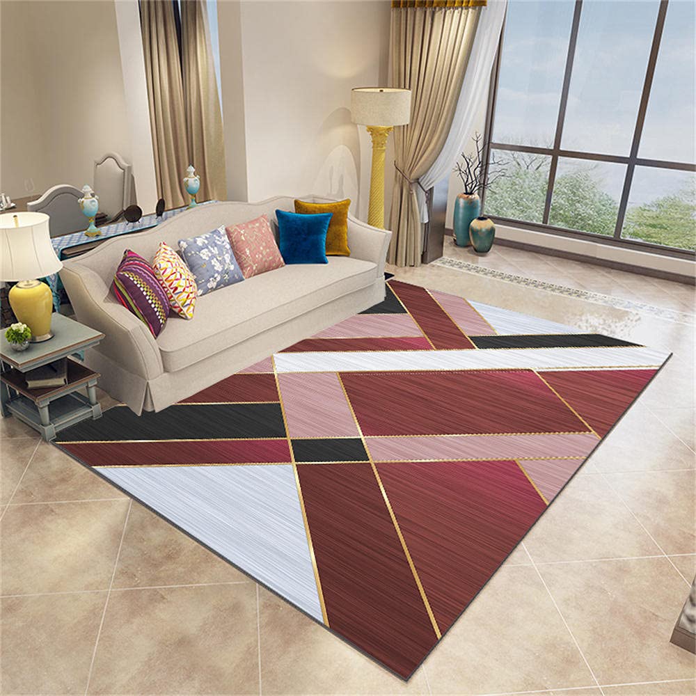 Tapis antidérapant 140x200cm de chambre géométrique pour sol sécurisé et stable