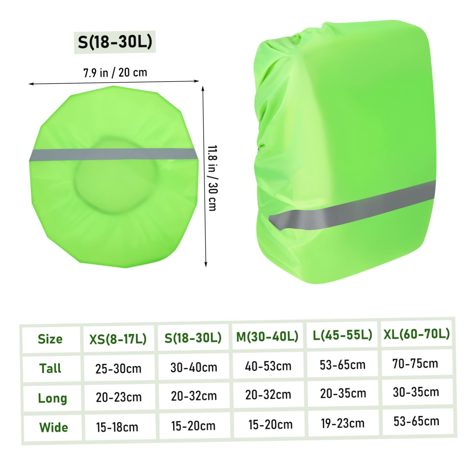 NAMOARLY Reflective Backpack Rain Cover 3 Piece Set Waterproof Compact for Hiking Camping Travel
