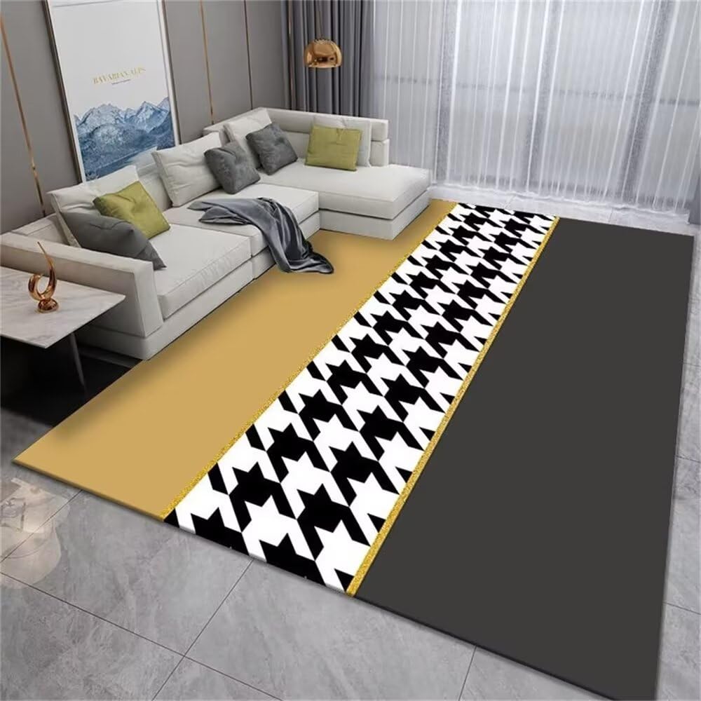Tapis de salon moderne 160x210 cm poil ras anti-glisse pour couloir cuisine